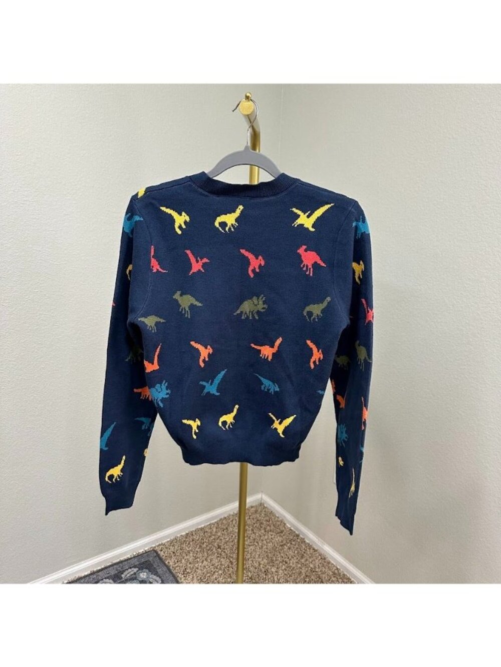 ModCloth Ms Frizzle Dinosaur Print Button Knit Cardigan Sweater Womens sz Medium - Picture 6 of 8
